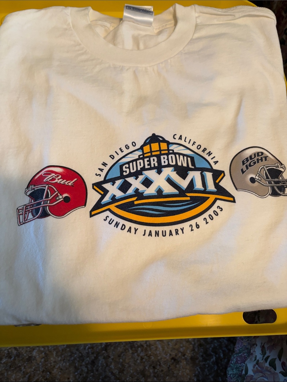 Super Bowl XXXVII White Mens Graphic Tee